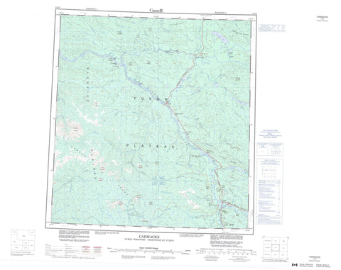115I Carmacks Canadian topographic map, 1:250,000 scale