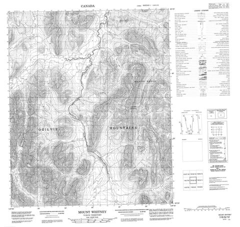 116G12 Mount Whitney Canadian topographic map, 1:50,000 scale