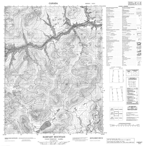 116N07 Rampart Mountain Canadian topographic map, 1:50,000 scale