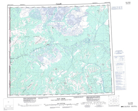 116O Old Crow Canadian topographic map, 1:250,000 scale