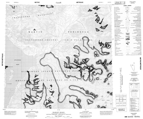 340E10 Harley Ridge Canadian topographic map, 1:50,000 scale