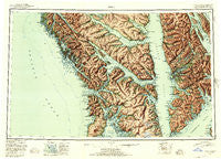 Sitka Alaska Historical topographic map, 1:250000 scale, 1 X 2 Degree, Year 1952