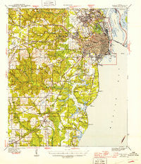 Mobile Alabama Historical topographic map, 1:62500 scale, 15 X 15 Minute, Year 1944