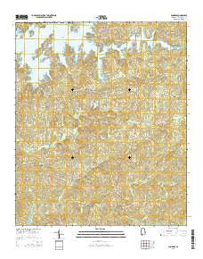 Ponders Alabama Current topographic map, 1:24000 scale, 7.5 X 7.5 Minute, Year 2014