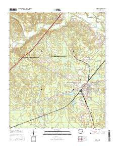 Gurdon Arkansas Current topographic map, 1:24000 scale, 7.5 X 7.5 Minute, Year 2014