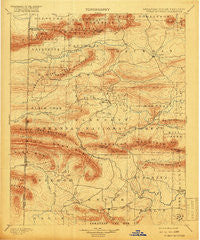 Poteau Mountain Arkansas Historical topographic map, 1:125000 scale, 30 X 30 Minute, Year 1899