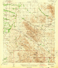 Arivaca Arizona Historical topographic map, 1:62500 scale, 15 X 15 Minute, Year 1943