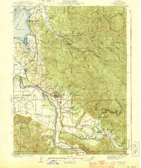 Fortuna California Historical topographic map, 1:62500 scale, 15 X 15 Minute, Year 1944