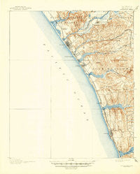 Oceanside California Historical topographic map, 1:62500 scale, 15 X 15 Minute, Year 1901