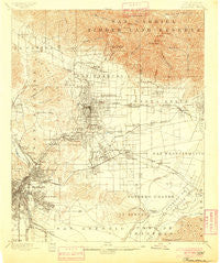 Pasadena California Historical topographic map, 1:62500 scale, 15 X 15 Minute, Year 1900