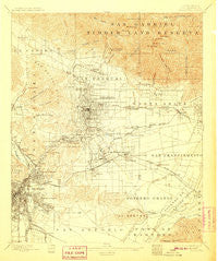 Pasadena California Historical topographic map, 1:62500 scale, 15 X 15 Minute, Year 1900