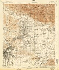 Pasadena California Historical topographic map, 1:62500 scale, 15 X 15 Minute, Year 1900