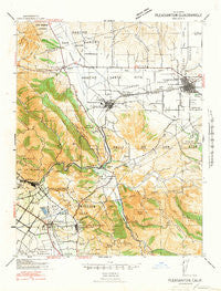 Pleasanton California Historical topographic map, 1:62500 scale, 15 X 15 Minute, Year 1941