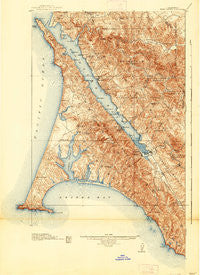 Point Reyes California Historical topographic map, 1:62500 scale, 15 X 15 Minute, Year 1918
