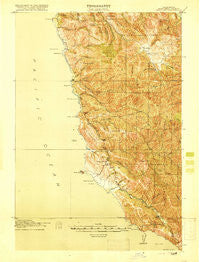 Point Sur California Historical topographic map, 1:62500 scale, 15 X 15 Minute, Year 1918