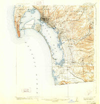 San Diego California Historical topographic map, 1:62500 scale, 15 X 15 Minute, Year 1904