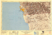 San Diego California Historical topographic map, 1:250000 scale, 1 X 2 Degree, Year 1954