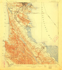 San Mateo California Historical topographic map, 1:62500 scale, 15 X 15 Minute, Year 1899
