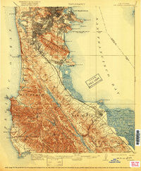 San Mateo California Historical topographic map, 1:62500 scale, 15 X 15 Minute, Year 1915