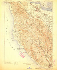 Santa Cruz California Historical topographic map, 1:125000 scale, 30 X 30 Minute, Year 1902
