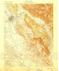 Santa Rosa California Historical topographic map, 1:62500 scale, 15 X 15 Minute, Year 1916