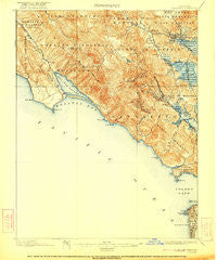 Tamalpais California Historical topographic map, 1:62500 scale, 15 X 15 Minute, Year 1897