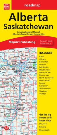 Buy map Alberta and Saskatchewan : road map : including regional maps of Saskatchewan and Alberta Communities