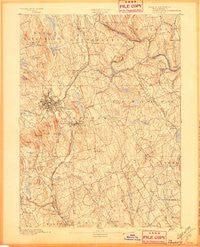 Danbury Connecticut Historical topographic map, 1:62500 scale, 15 X 15 Minute, Year 1892