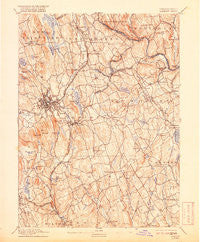 Danbury Connecticut Historical topographic map, 1:62500 scale, 15 X 15 Minute, Year 1892