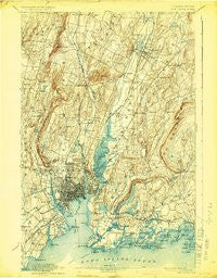 New Haven Connecticut Historical topographic map, 1:62500 scale, 15 X 15 Minute, Year 1892