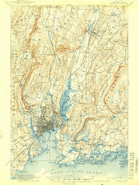 New Haven Connecticut Historical topographic map, 1:62500 scale, 15 X 15 Minute, Year 1892