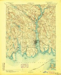 New London Connecticut Historical topographic map, 1:62500 scale, 15 X 15 Minute, Year 1893