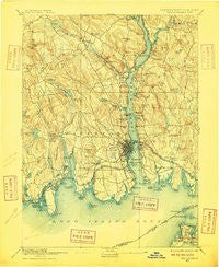 New London Connecticut Historical topographic map, 1:62500 scale, 15 X 15 Minute, Year 1893