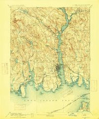 New London Connecticut Historical topographic map, 1:62500 scale, 15 X 15 Minute, Year 1893