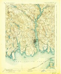 New London Connecticut Historical topographic map, 1:62500 scale, 15 X 15 Minute, Year 1893