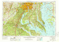 Washington District of Columbia Historical topographic map, 1:250000 scale, 1 X 2 Degree, Year 1957