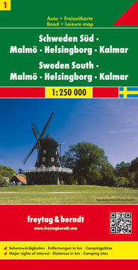 Buy map Sweden South - Malmö - Helsingborg - Kalmar, road map 1:250,000