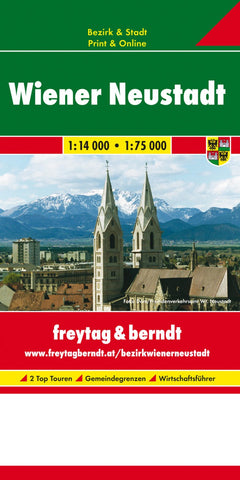 Buy map Wiener Neustadt, Stadtplan 1:14.000 - 1:75.000, Stadt + Bezirk = Wiener Neustadt, city map 1:14,000 - 1:75,000, city + district