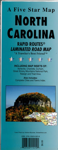 Buy map North Carolina : Rapid Routes : laminated road map