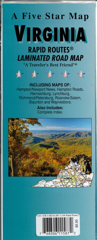 Buy map Virginia : Rapid Routes : laminated road map