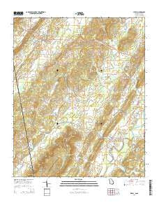 Lyerly Georgia Current topographic map, 1:24000 scale, 7.5 X 7.5 Minute, Year 2014