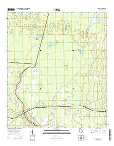 Moniac Georgia Current topographic map, 1:24000 scale, 7.5 X 7.5 Minute, Year 2014