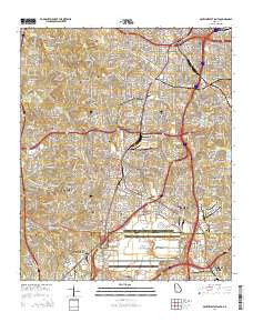 Southwest Atlanta Georgia Current topographic map, 1:24000 scale, 7.5 X 7.5 Minute, Year 2014