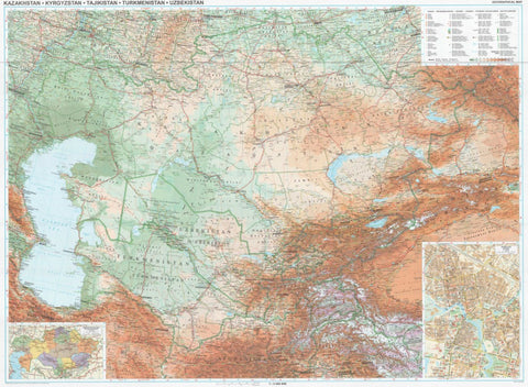 Buy map Kazakhstan : Kyrgyzstan - Tajikistan : Turkmenistan - Uzbekistan : 1:3,000,000 : geographical map