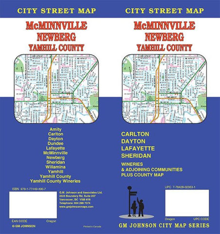 Buy map McMinnville : Newberg : Yamhill County : city street map = Oregon City : Wilsonville : Canby : city street map
