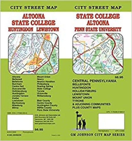 Buy map State College : Altoona : Penn State University : city street map = Altoona : State College: Huntingdon : Lewiston : city street map