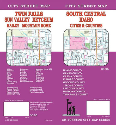 Buy map Twin Falls : Sun Valley : Ketchum : Hailey : Mountain Home : city street map = South central Idaho : cities & counties : city street map