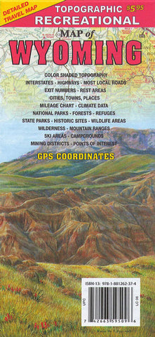 Buy map Topographic recreational map of Wyoming