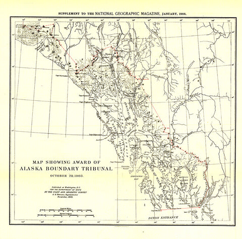 Buy map 1904 Map Showing Award of Alaska Boundary Tribunal of 1896