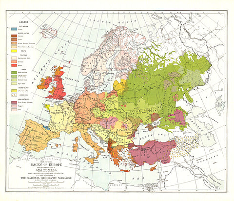 Buy map 1918 Races of Europe Map